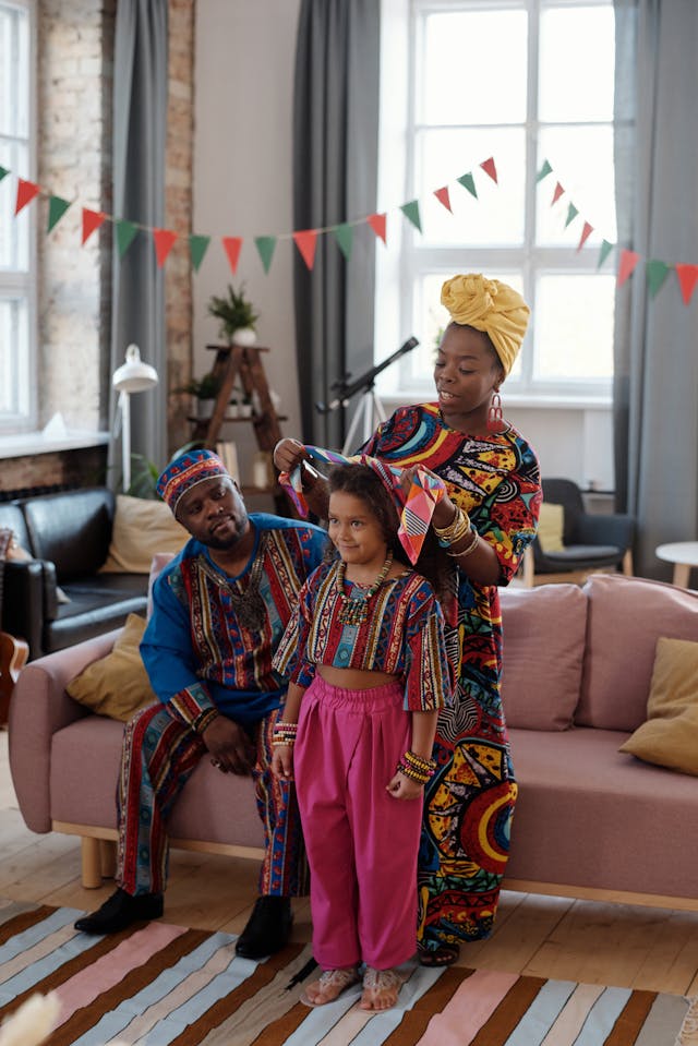 African Family A married African woman spending time with her husband and daughter